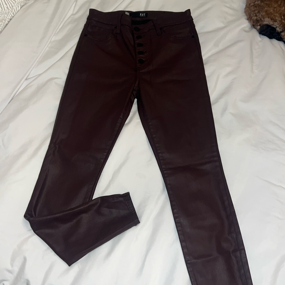 23. KUT faux leather burgundy pants